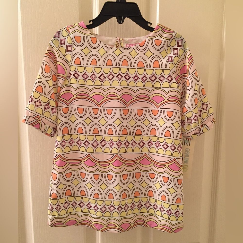 Genuine Kids from OshKosh Coral Yellow Graphic Print Dress Size 2T
